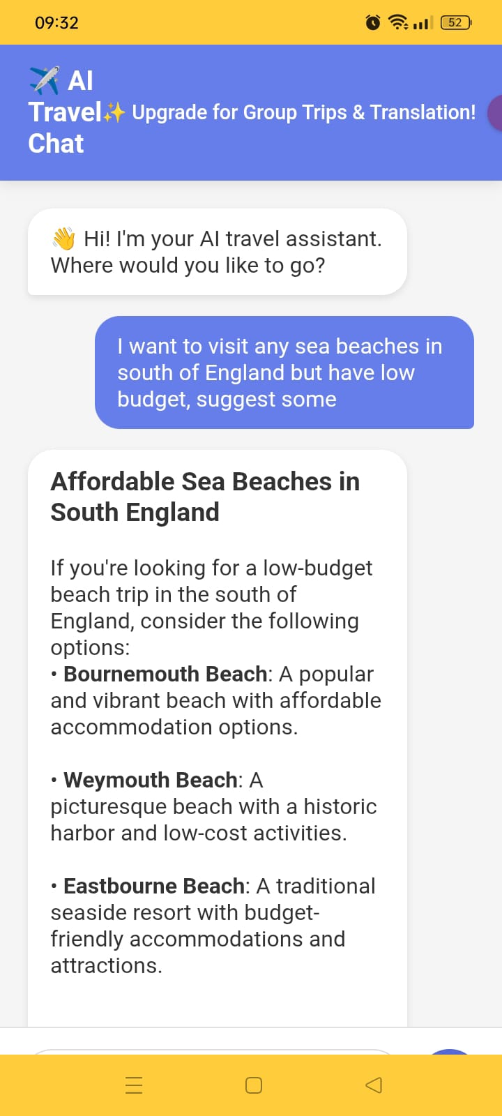AI Itinerary Example Screenshot